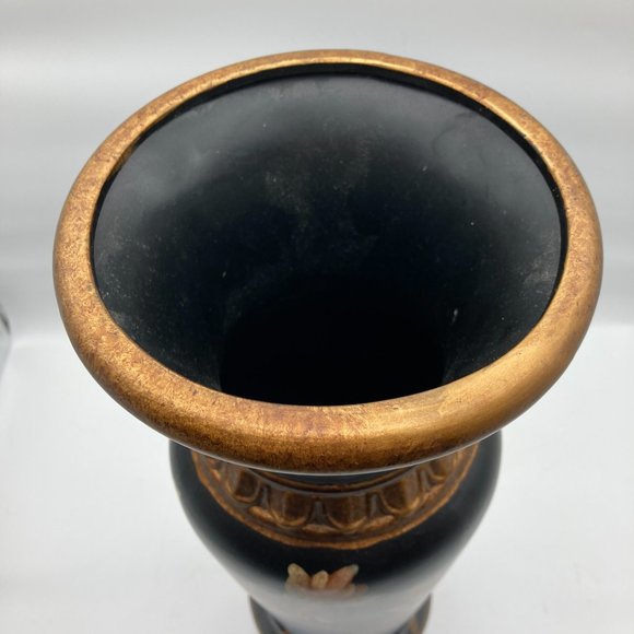 16.5" Large Floral Ceramic Vase, China, 6.5" Diameter 5 lbs. 7.5 oz. - Picture 3 of 4